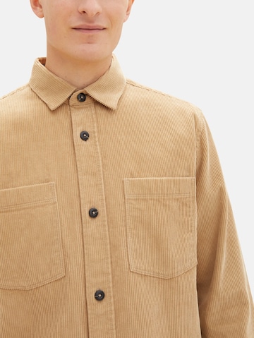 TOM TAILOR Comfort fit Button Up Shirt in Beige
