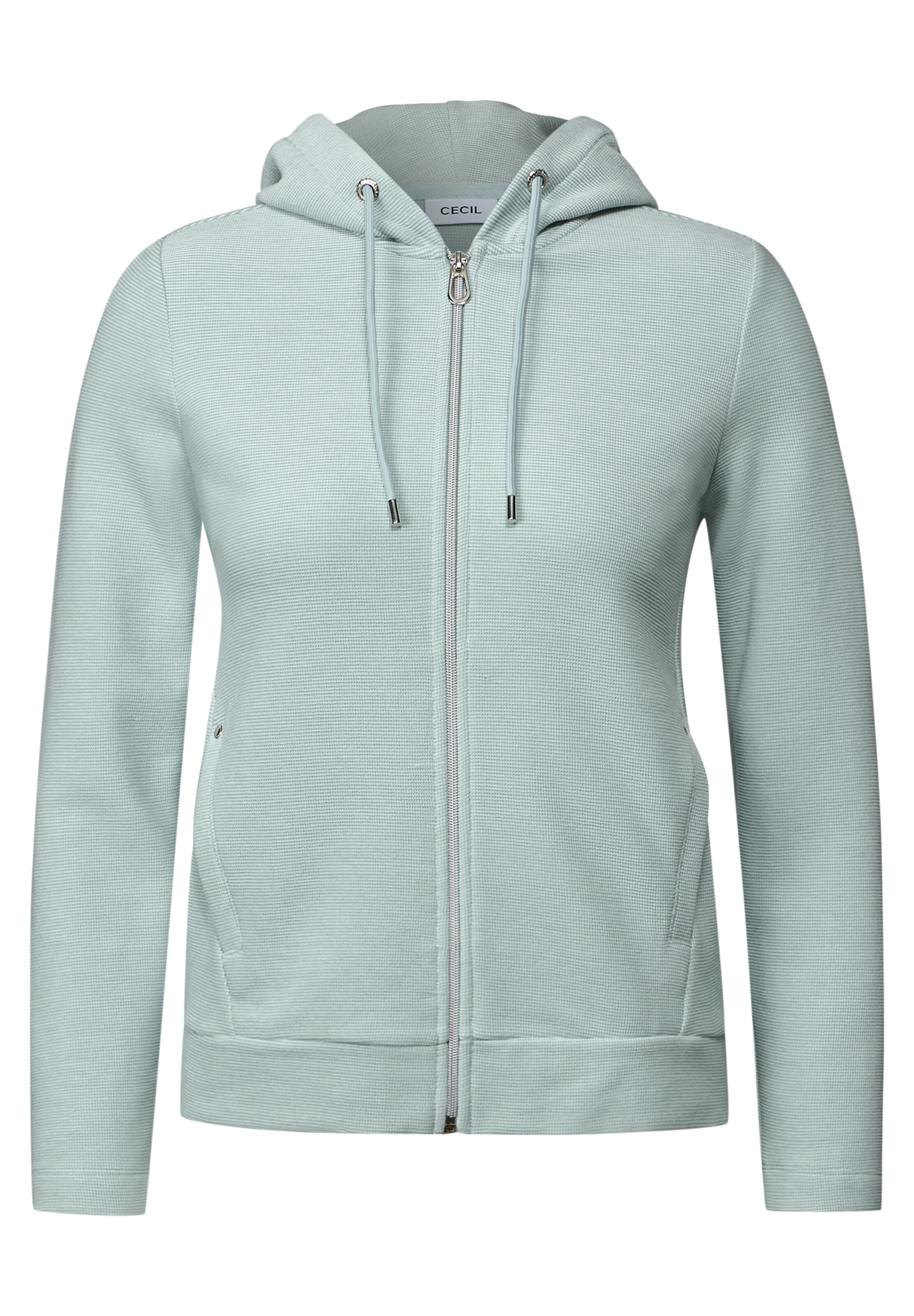 CECIL Zip-Up Hoodie in Green: front