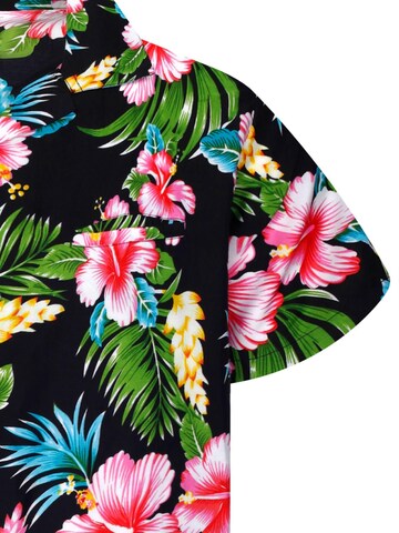 King Kameha Shirt 'Hibiscus New' in Black