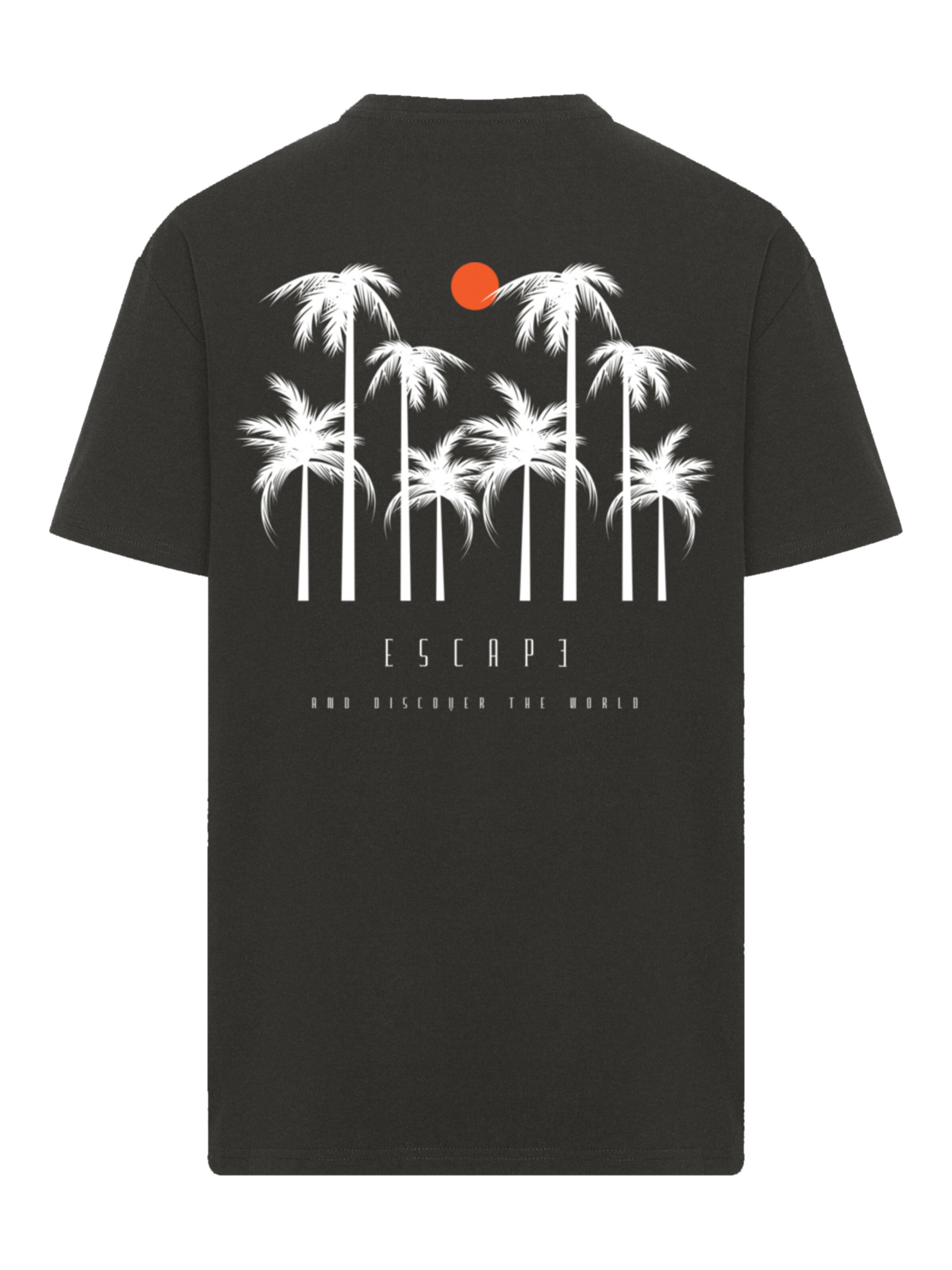 T-Shirt 'Escape Discover the World Palm Trees White' F4NT4STIC en noir