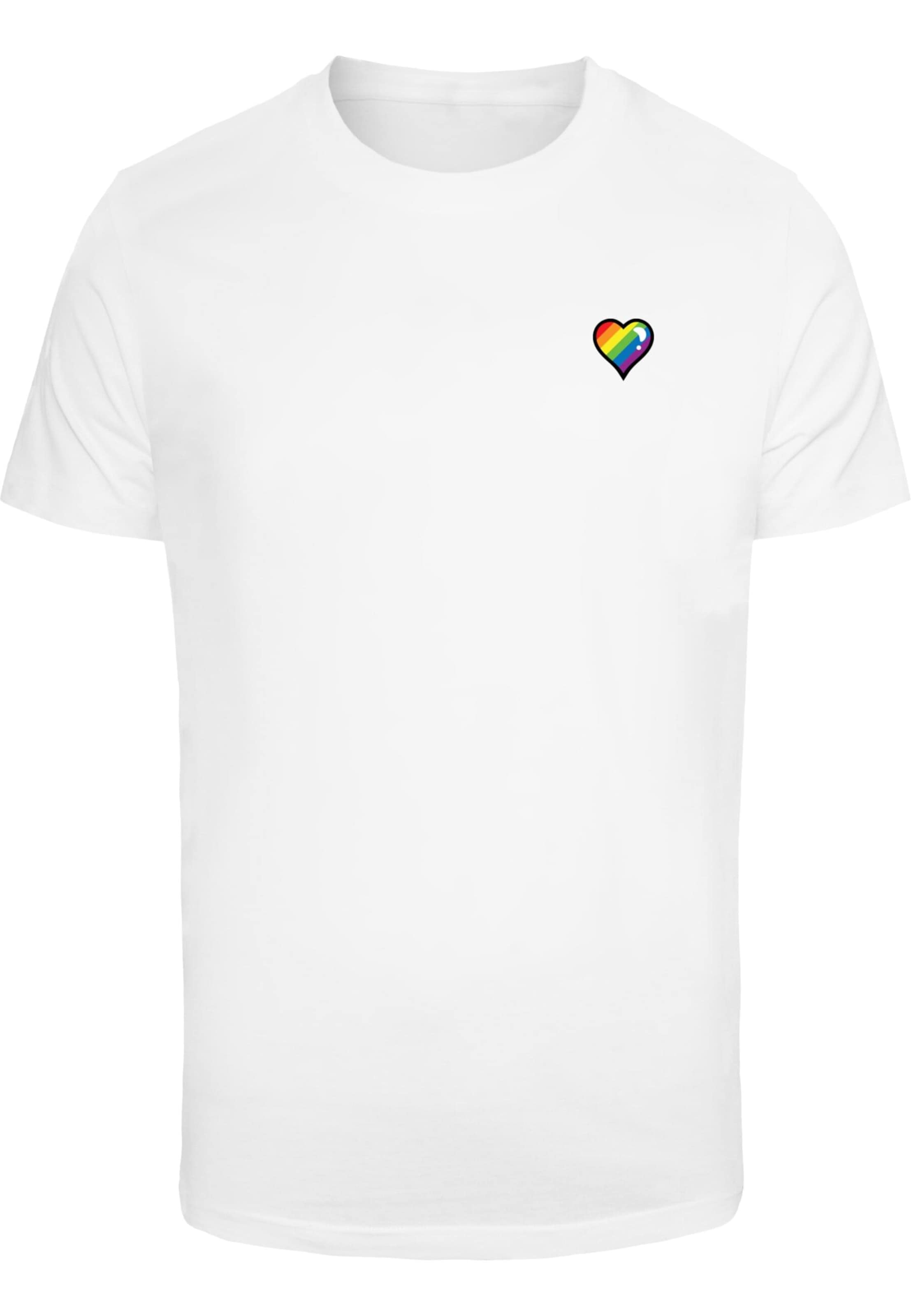 Mister Tee Μπλουζάκι 'Glossy Heart Pride' σε λευκό: μπροστά