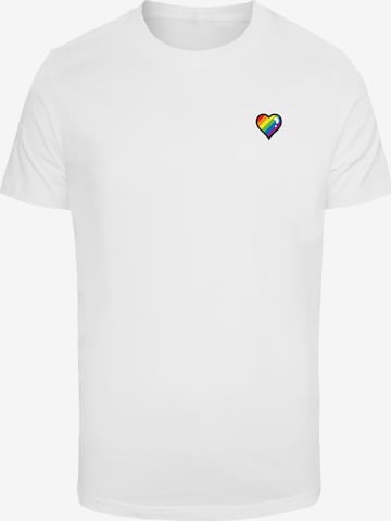T-Shirt 'Glossy Heart Pride' Mister Tee en blanc : devant