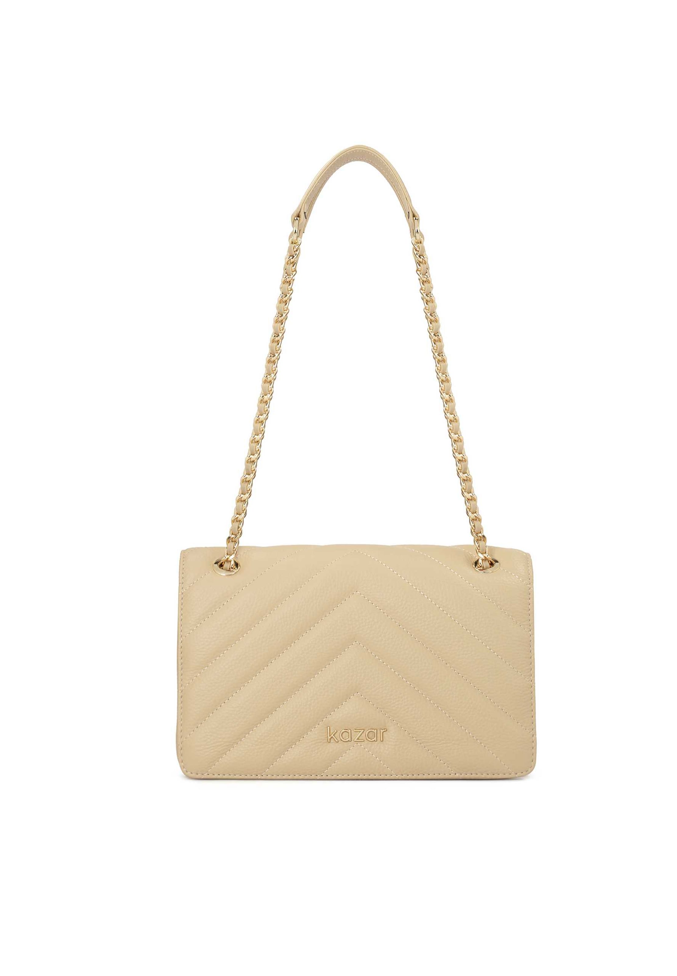 Kazar Shoulder Bag in Beige: front