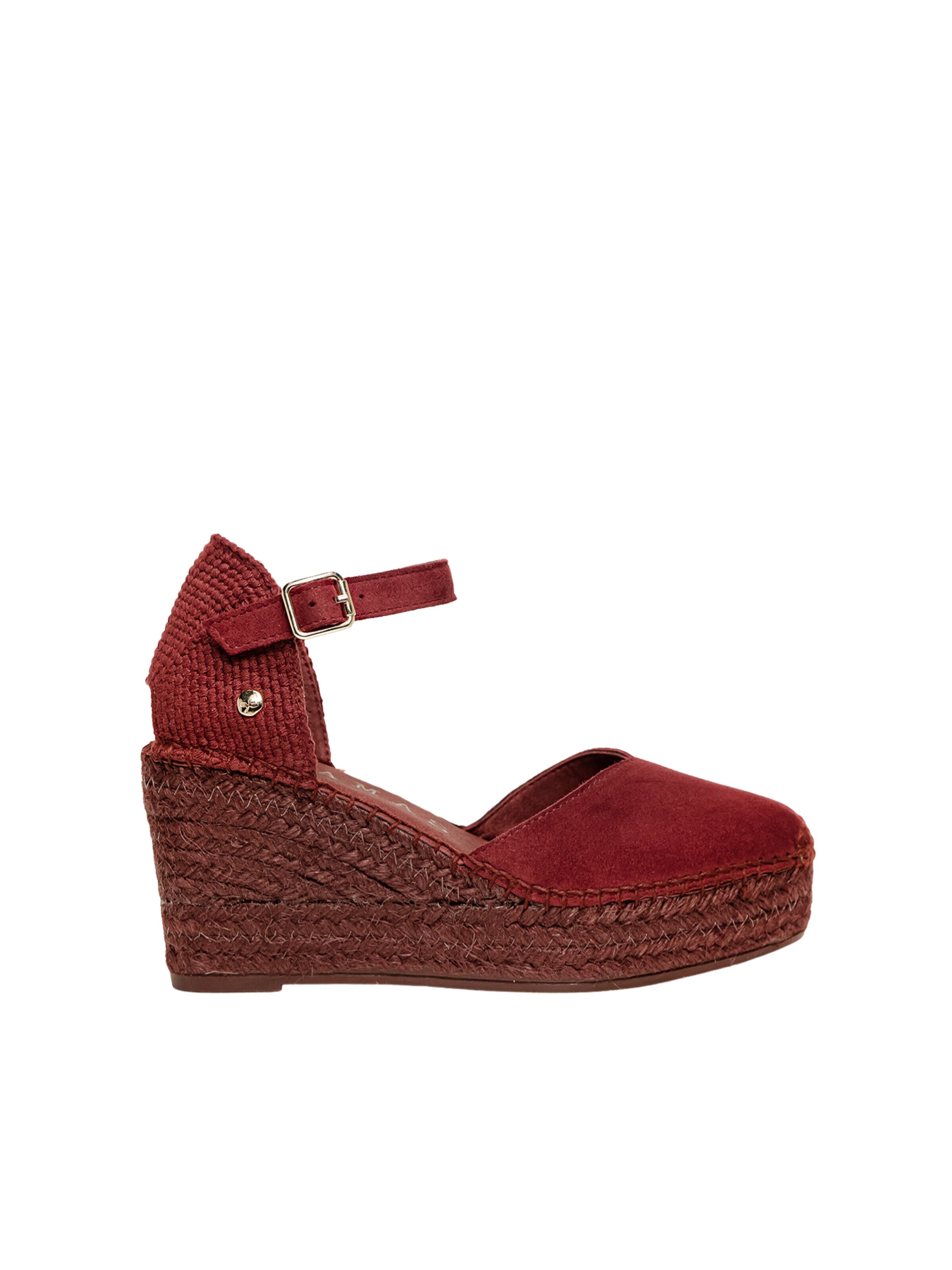 Alhamas Pumps 'Alpargata Cuña 8 cm Ante' in Rood: voorkant