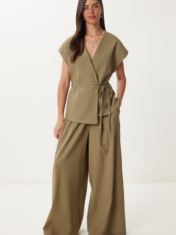 Pantalons de tailleur Happiness İstanbul en vert : devant