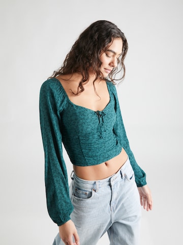 HOLLISTER Bluza | zelena barva: sprednja stran