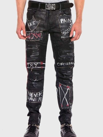 CIPO & BAXX Slimfit Jeans in Zwart: voorkant