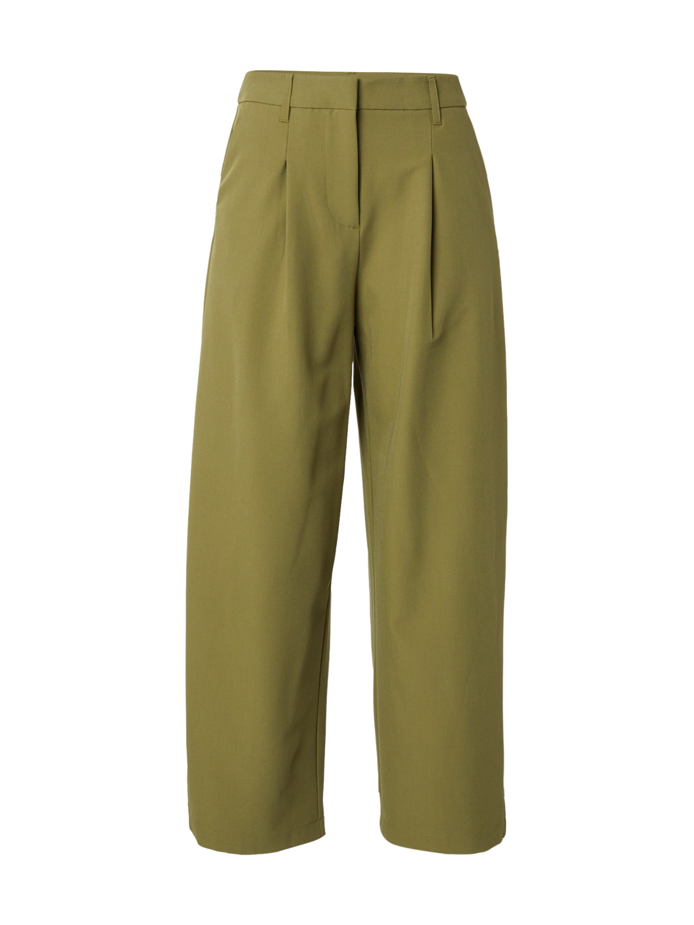 PIECES Pleat-Front Pants 'PCBosella' in Green: front