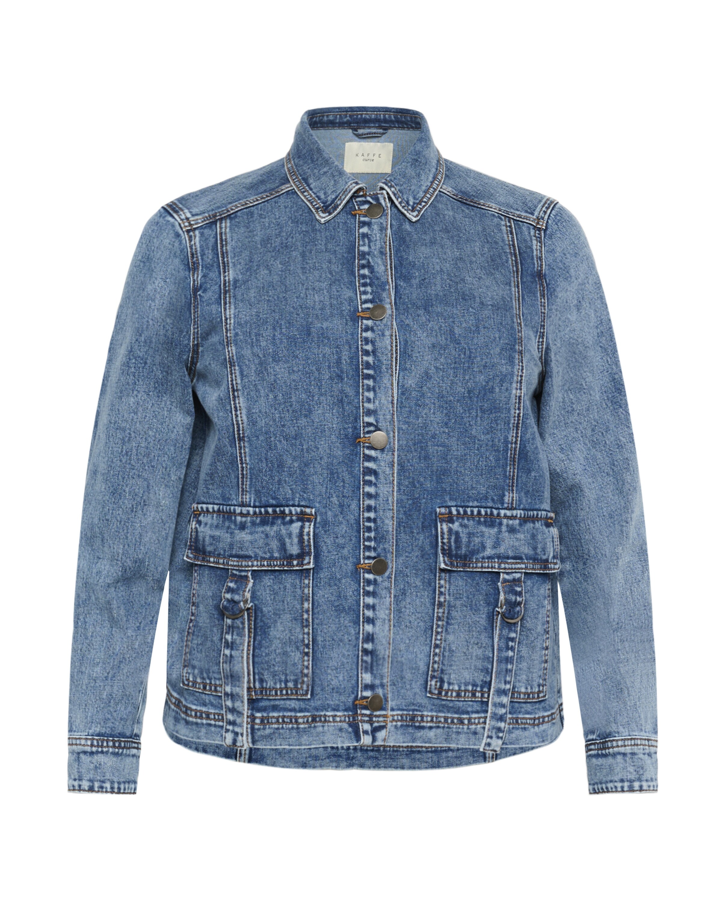 KAFFE CURVE Overgangsjakke i blå: forside