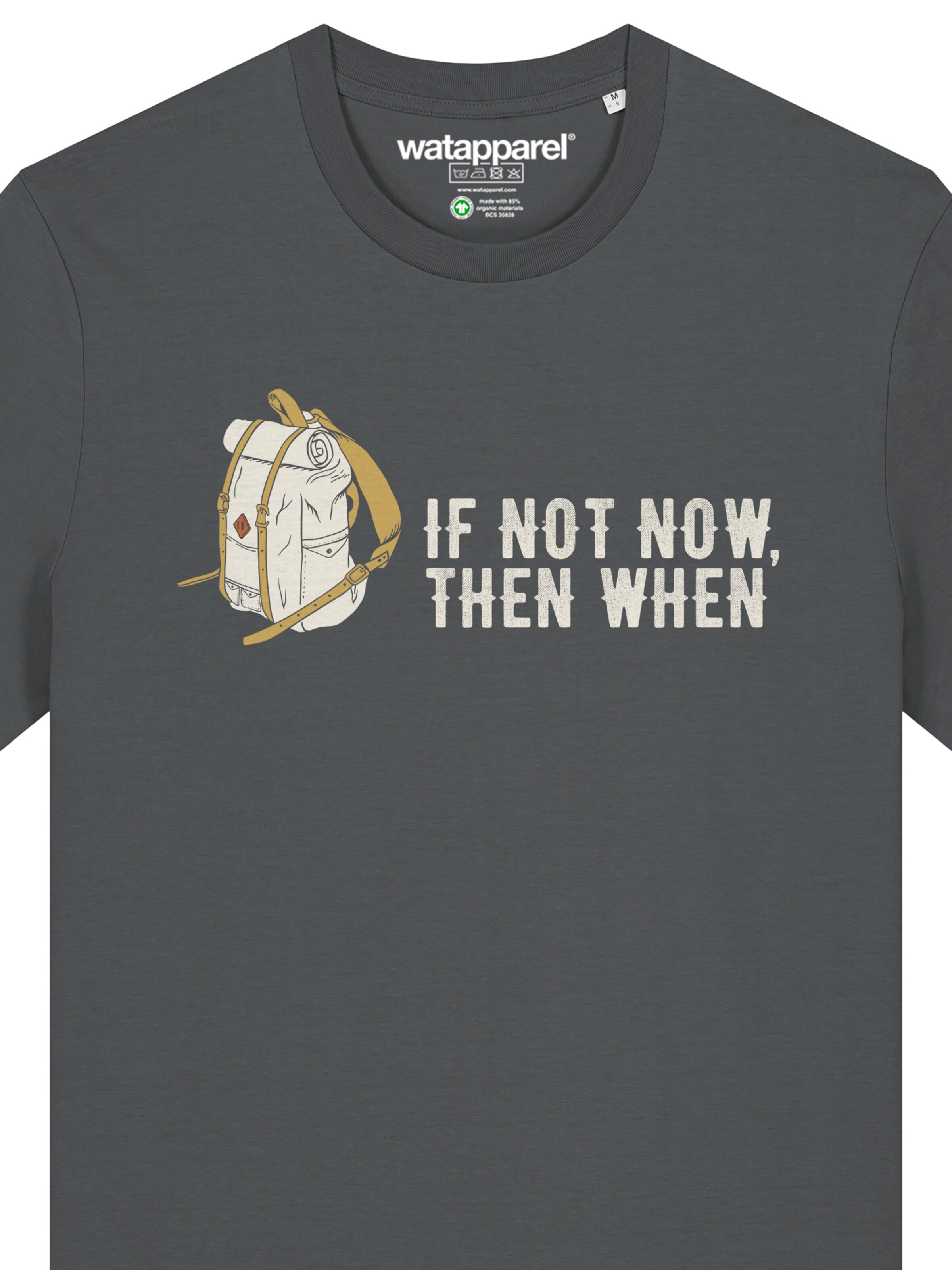 Maglietta 'If not now then when' di Watapparel in grigio