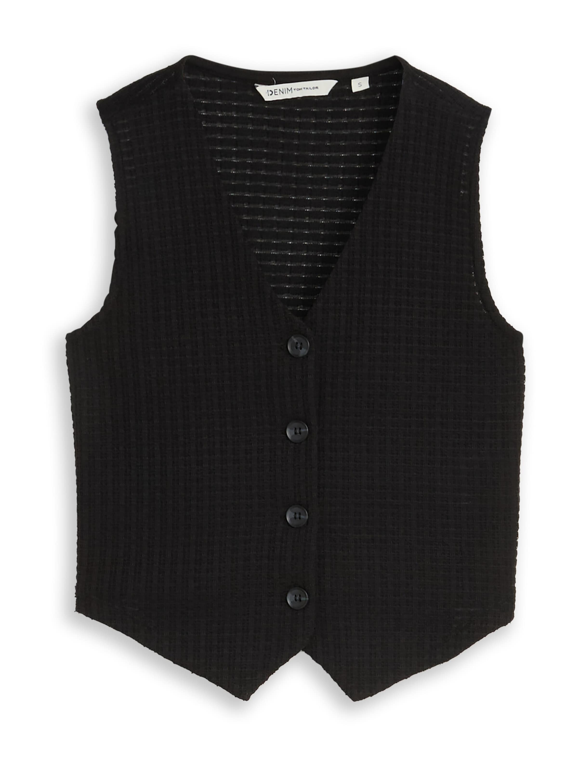 TOM TAILOR DENIM Strickweste in Schwarz: Vorderseite