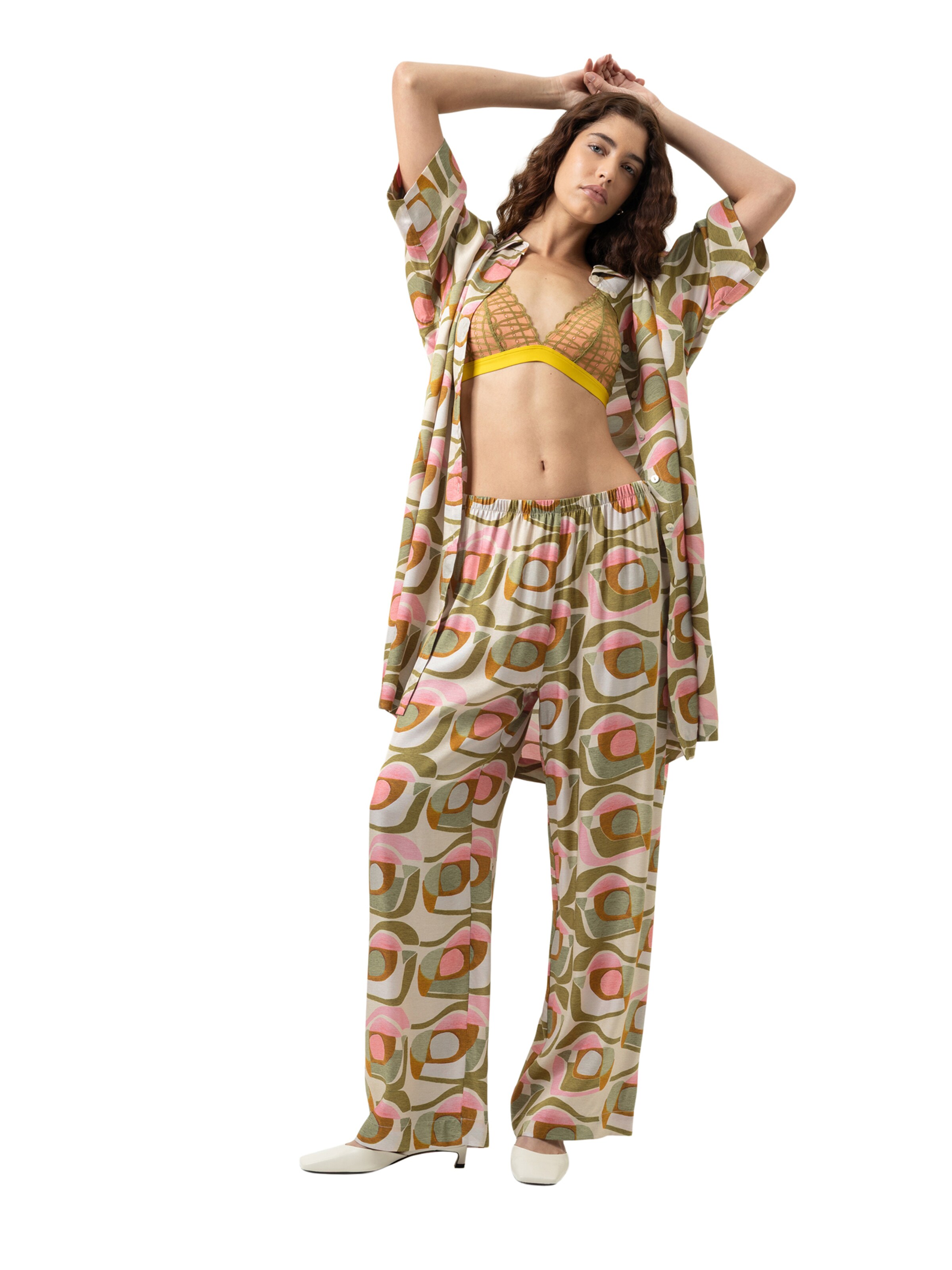 Mey Pyjamabroek 'Nostalgic Geo' in Beige