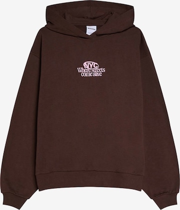 BershkaSweater majica - smeđa boja: prednji dio