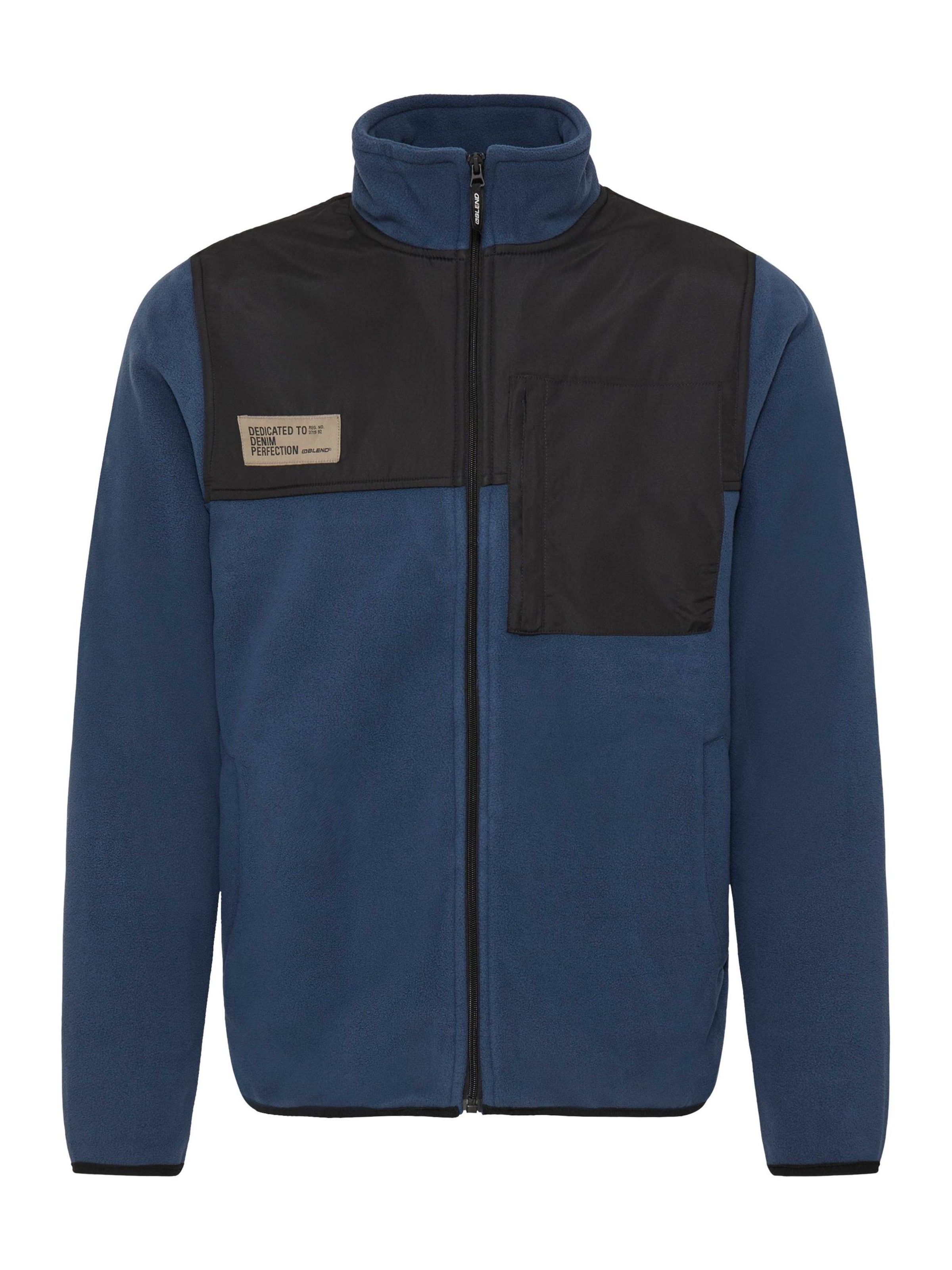 BLEND Fleece Jacket 'Mas' in Blue: front