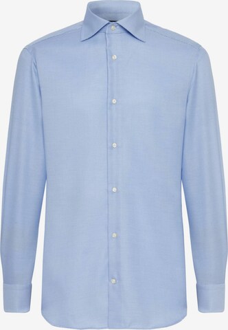 Boggi Milano Regular fit Zakelijk overhemd 'Houndstooth' in Blauw: voorkant