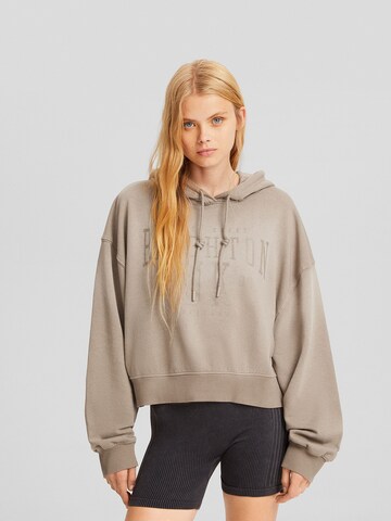 Bershka Sweatshirt in Beige: voorkant