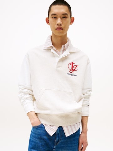 Sweat-shirt Tommy Jeans en beige : devant