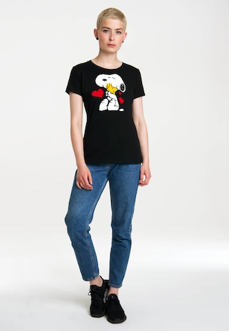 LOGOSHIRT Shirt 'Peanuts - Best Friends' in Black
