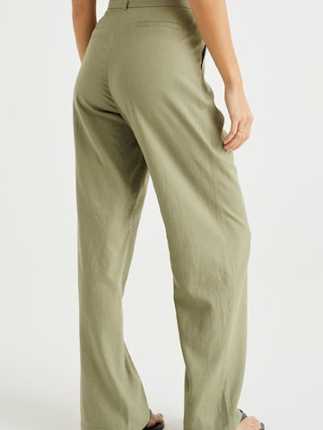 WE Fashion Широки крачоли Панталон с набор в зелено