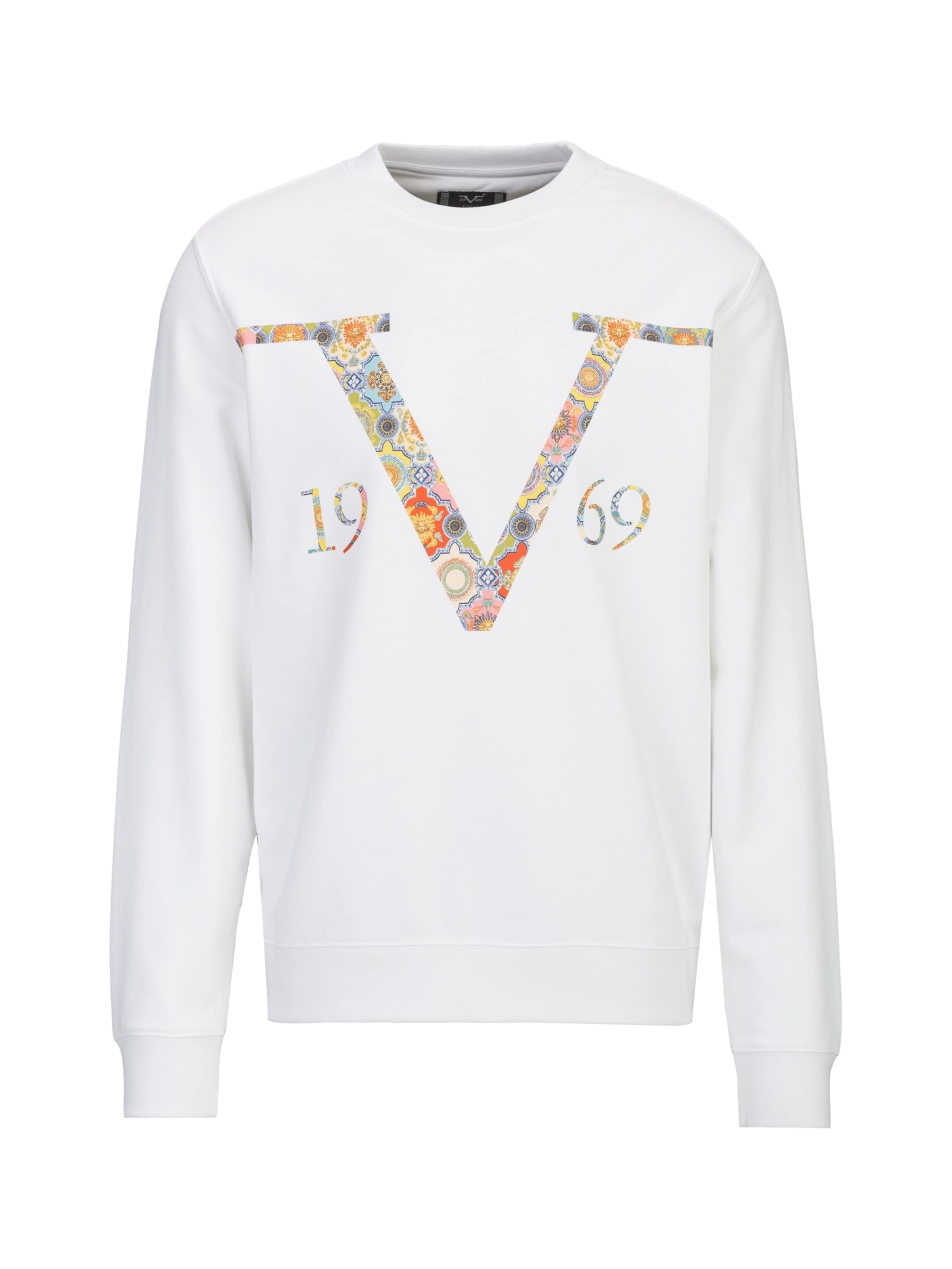 19V69 ITALIA Sweatshirt 'Nico Baroque' in de kleur Geel / Rood / Wit, Productweergave