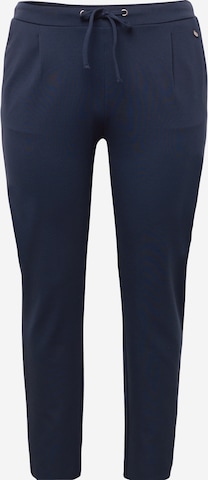 Fransa Curve Pleat-Front Pants in Blue: front