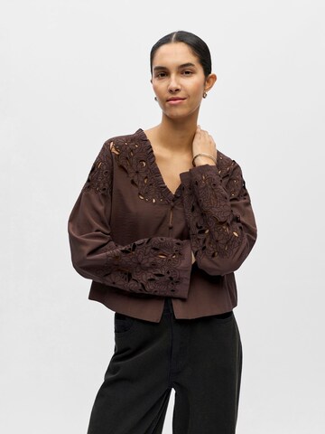 Camicia da donna 'OBJIsla' di OBJECT in marrone: frontale