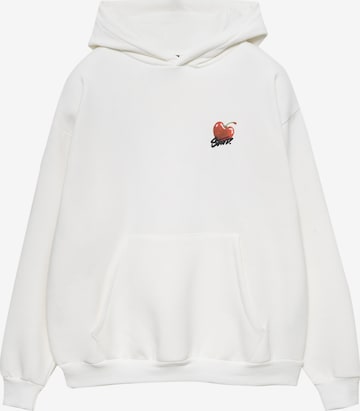 Sweat-shirt 'Cereza STWD' Pull&Bear en blanc : devant