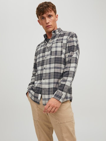 JACK & JONES Regular fit Button Up Shirt 'Walter' in Grey: front