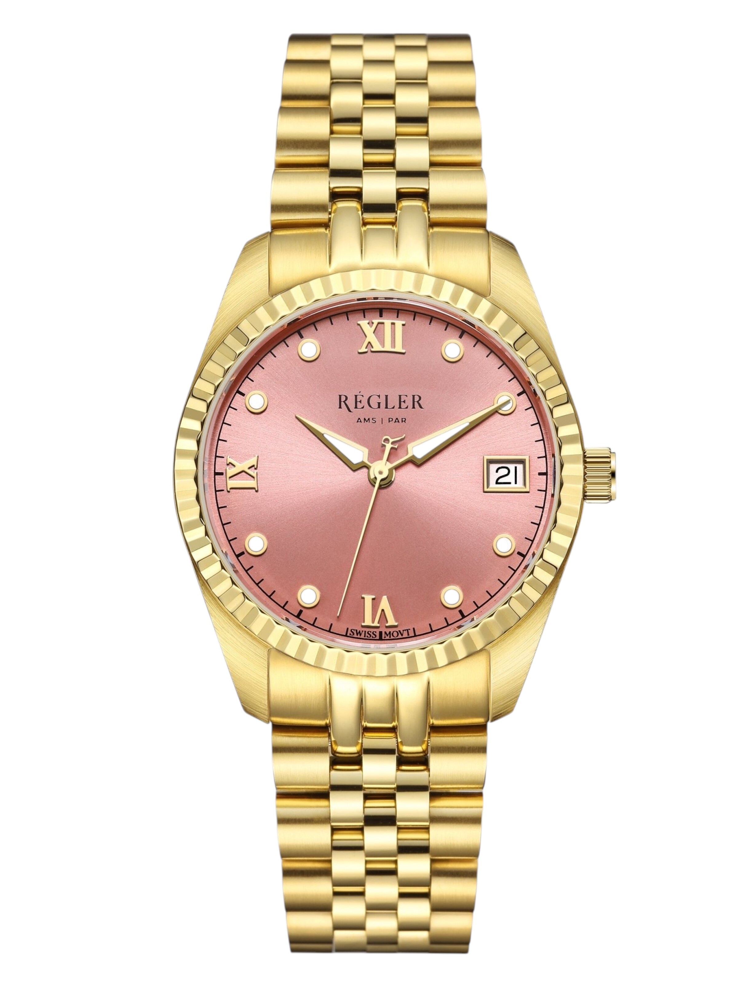 Régler - Relógios analógicos 'Régler Liberté Steel Gold - Blush' em ouro: frente