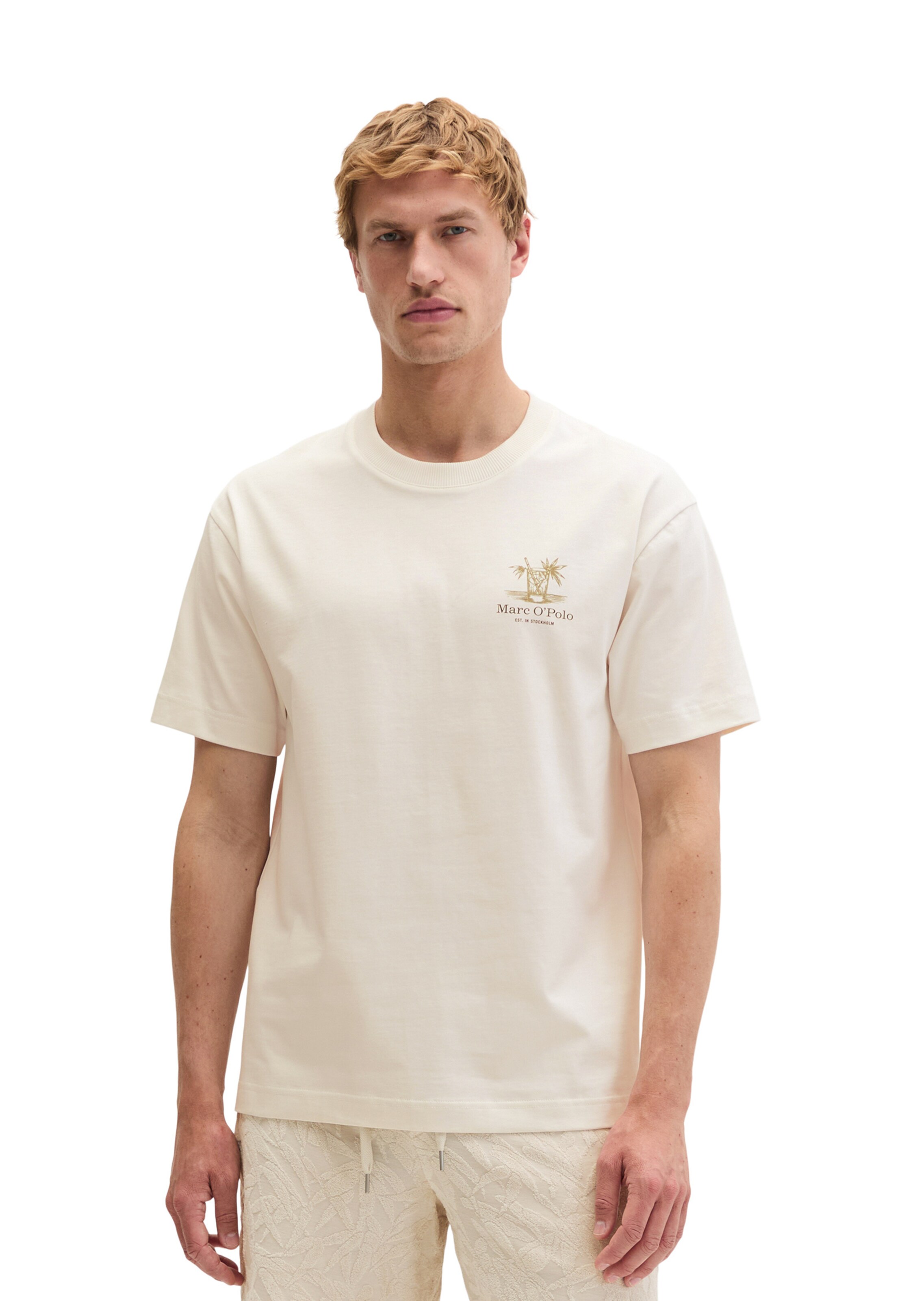 T-Shirt Marc O'Polo en beige : devant
