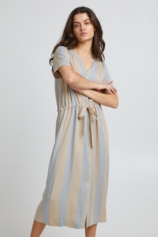 ICHI Shirt Dress in Beige: front