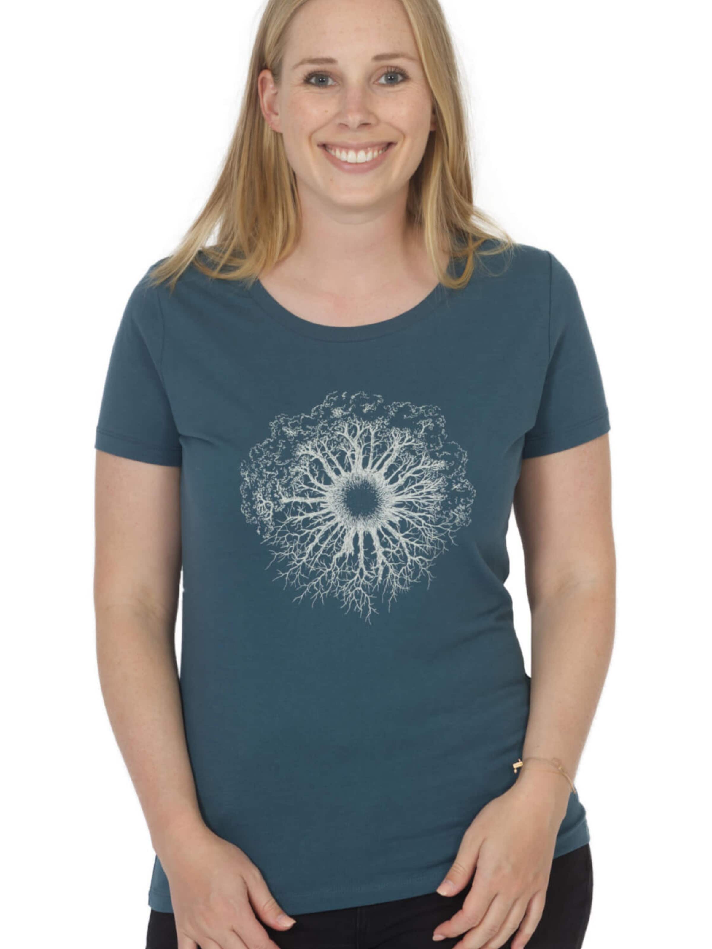 Life-Tree Shirt 'Fairwear Organic Stargazer WoodenIris'‌‌‌ in Blau: Vorderseite