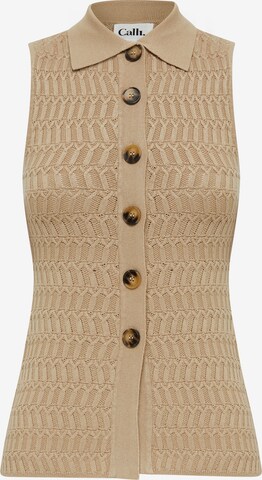 Calli Gebreid vest 'MOLLY ' in Beige: voorkant