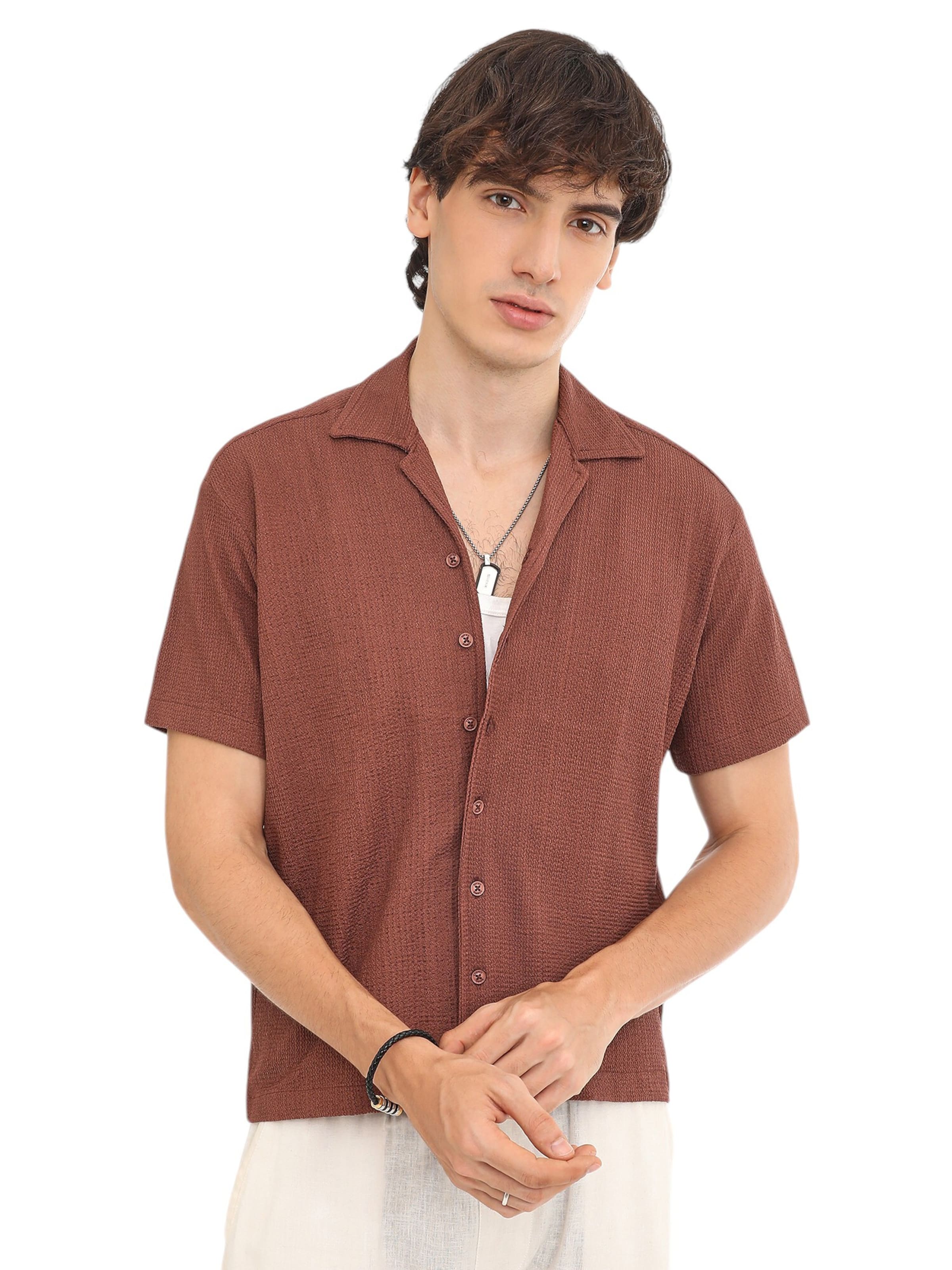 Campus Sutra Comfort Fit Košeľa 'Tanzi' - Hnedá: predná strana