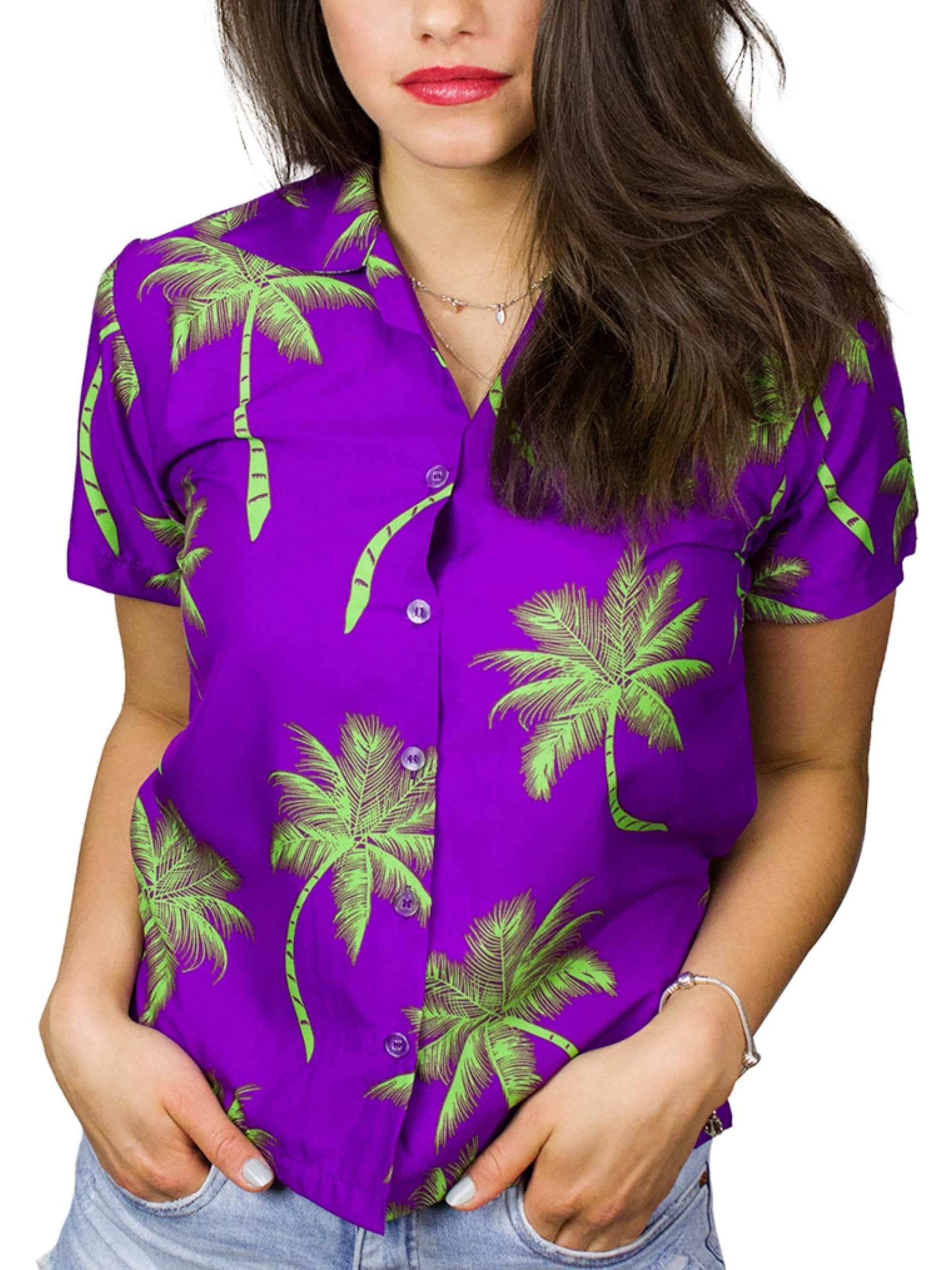 King Kameha Blouse 'Palmshadow' in Purple: front