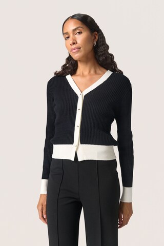 SOAKED IN LUXURY Knit cardigan 'Sanja' in Black: front