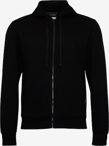 Emporio Armani Zip-Up Hoodie in Black: front