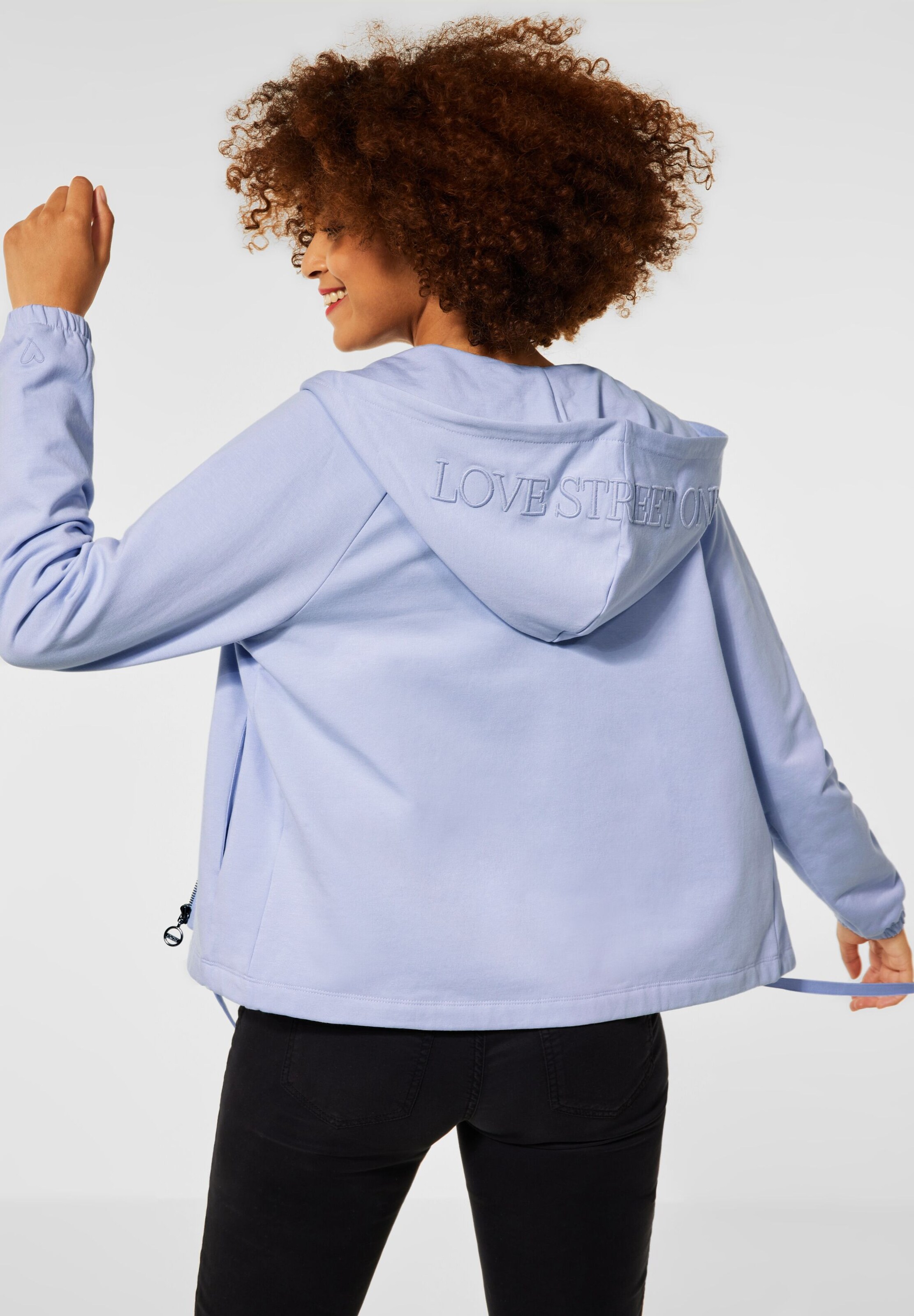 STREET ONE Zip Up Hoodie in Light Blue ABOUT YOU