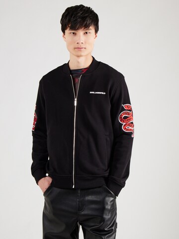 Karl Lagerfeld - Sudadera con cremallera en negro: frente