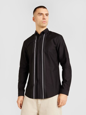 HUGO - Ajuste regular Camisa 'Ketran' en negro: frente