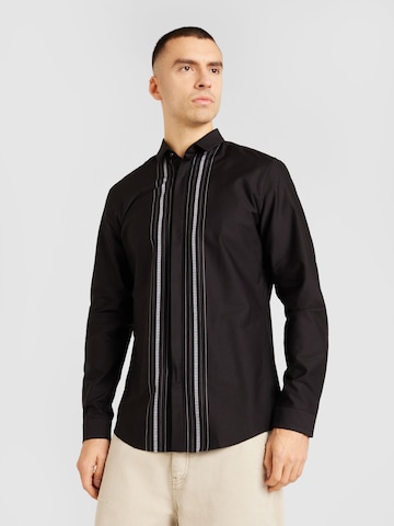 Coupe regular Chemise 'Ketran' HUGO Red en noir : devant