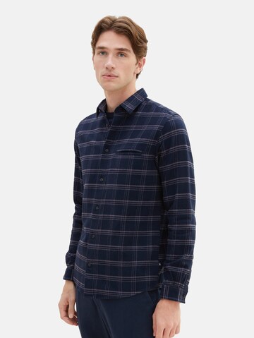 Coupe regular Chemise TOM TAILOR en bleu : devant