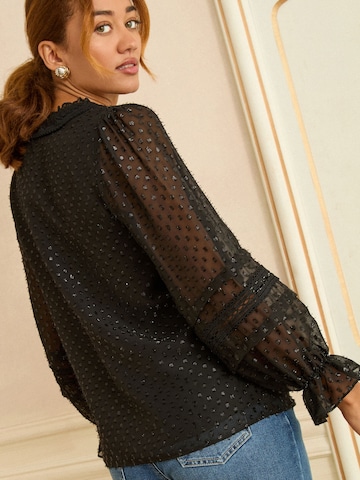 Chemisier love & roses en noir