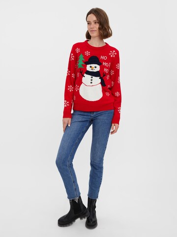 VERO MODA Свитер 'SNOWMAN' в Красный