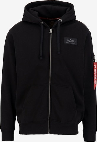 Veste de survêtement ALPHA INDUSTRIES en noir : devant