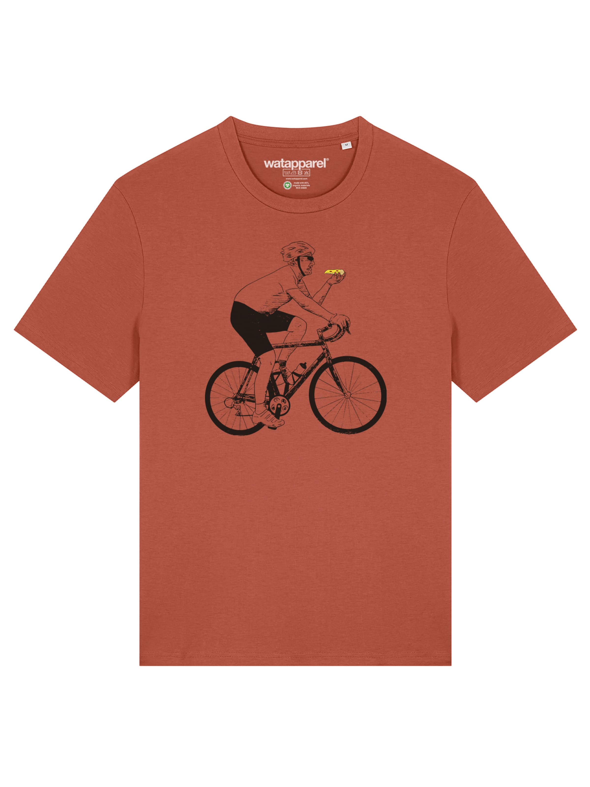 Watapparel Shirt 'Fahrrad und Pizza' in Red: front