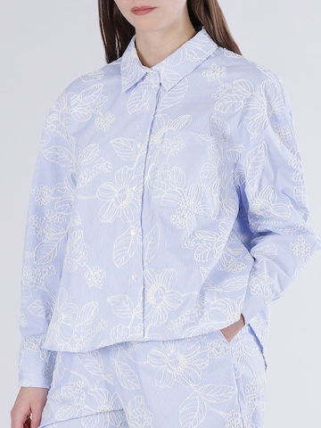 CAFè NOIR Blouse in Blauw: voorkant