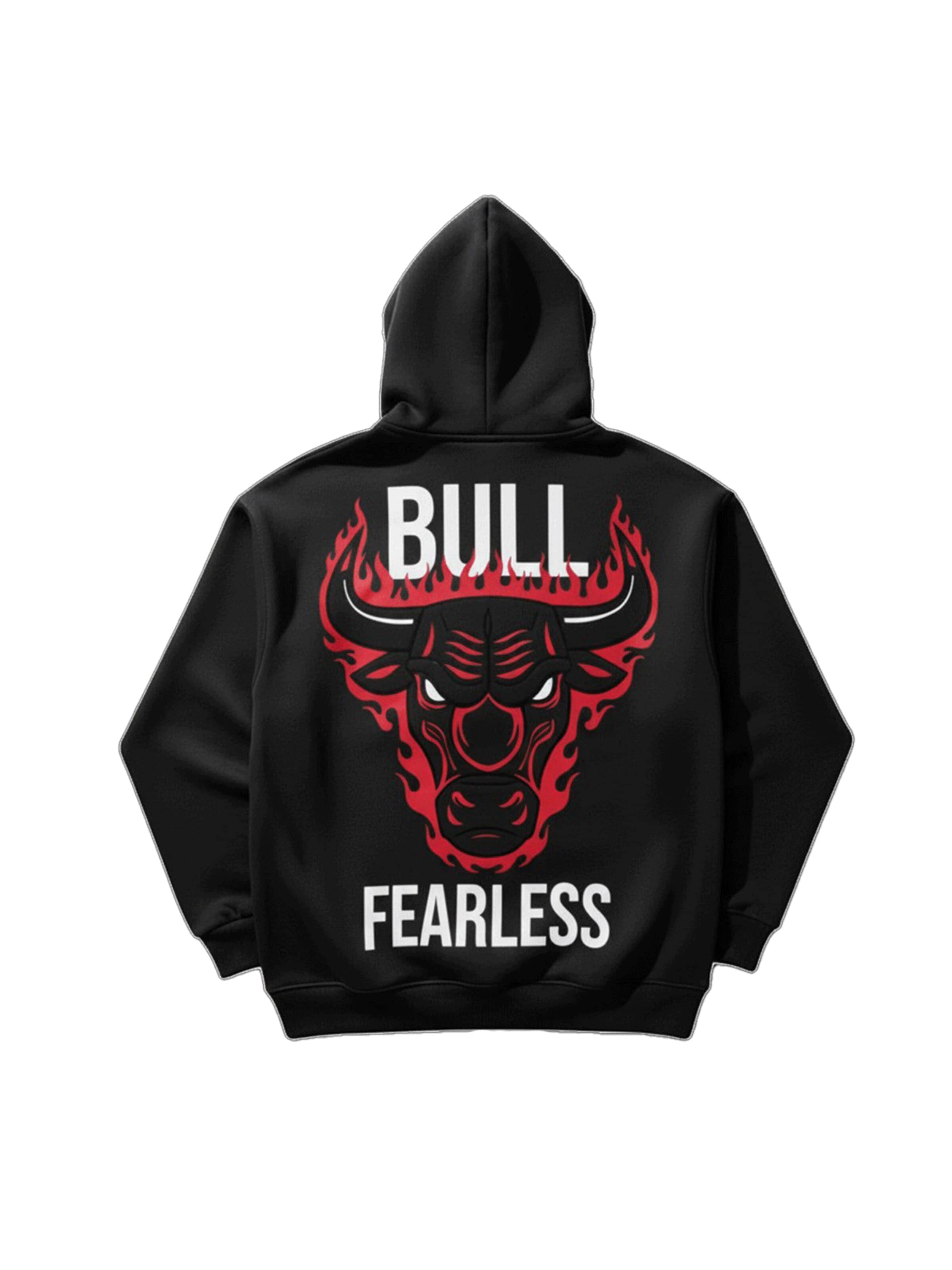 Felpa 'Oversize Bull Fearless Hoodie - Black and Red' di Kleidermafia in nero: frontale