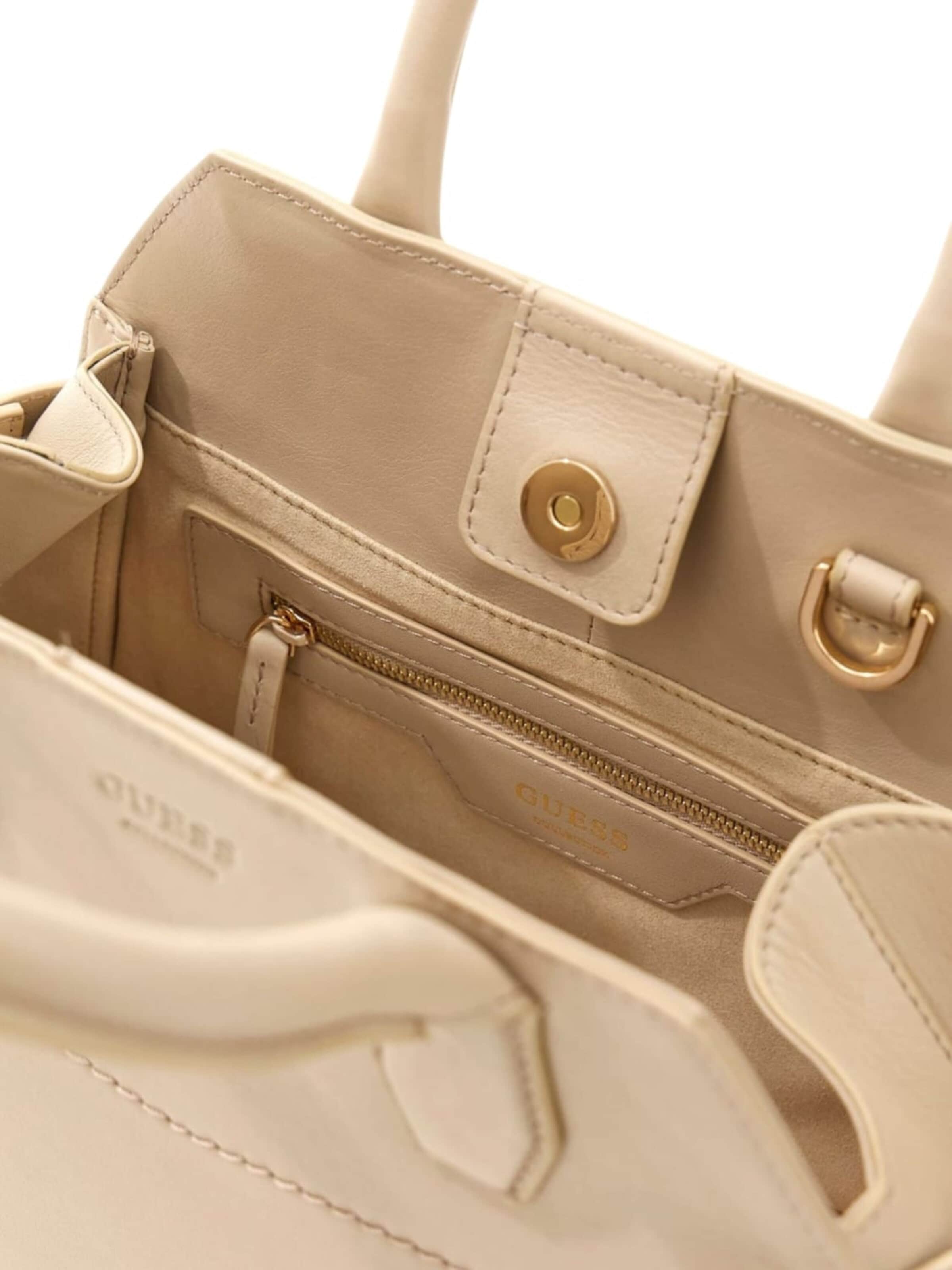 GUESS Torba za čez ramo 'Guess Sac Bandoulière Yulia Small Satchel Sand' | bež barva