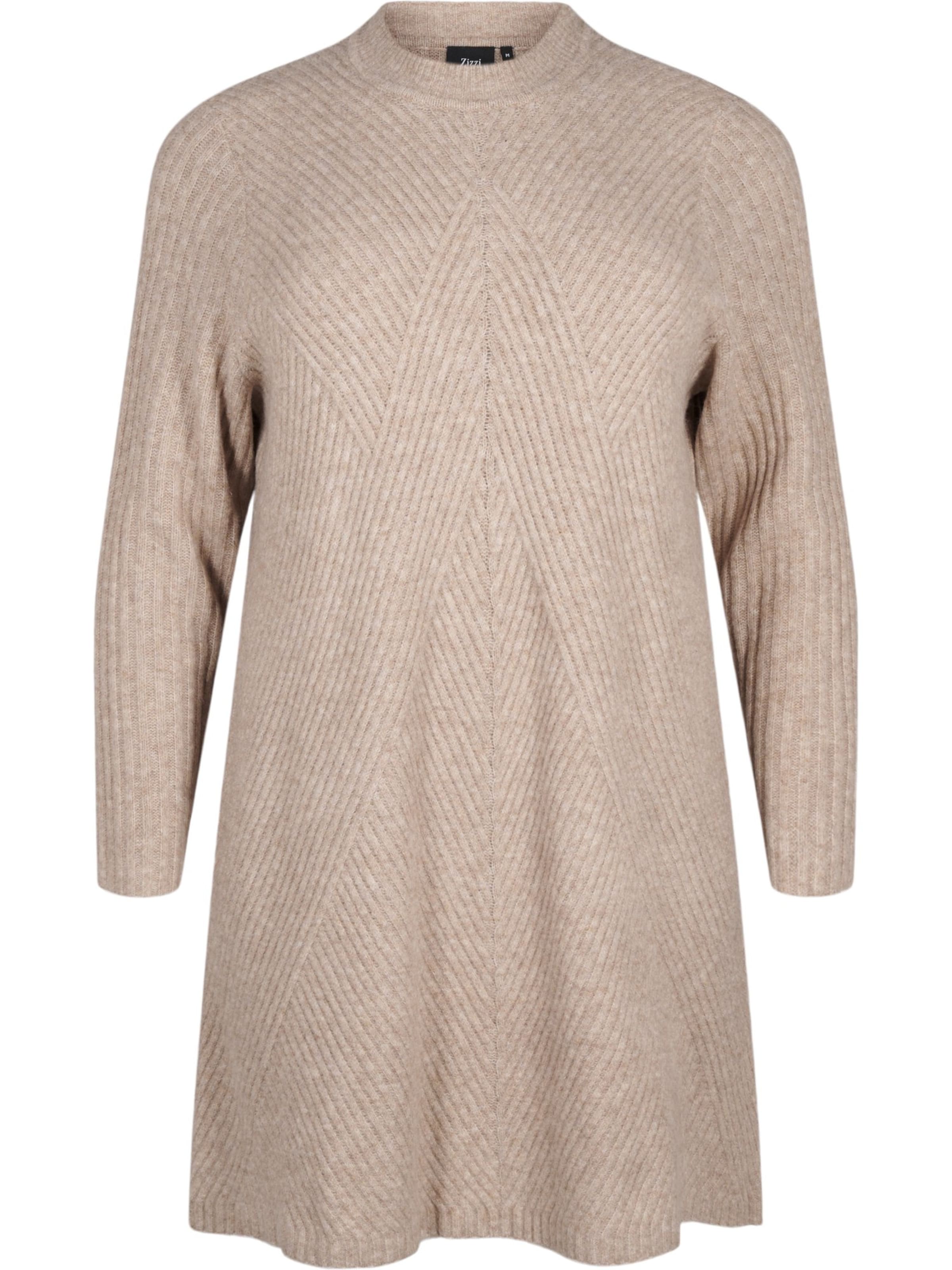 Zizzi Strikkjole i beige: forside